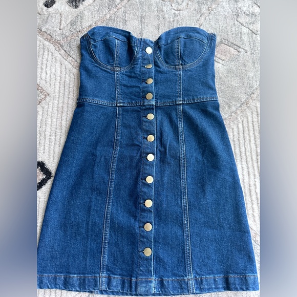 Reformation Nikki Strapless Bustier Denim Mini - Picture 2 of 9